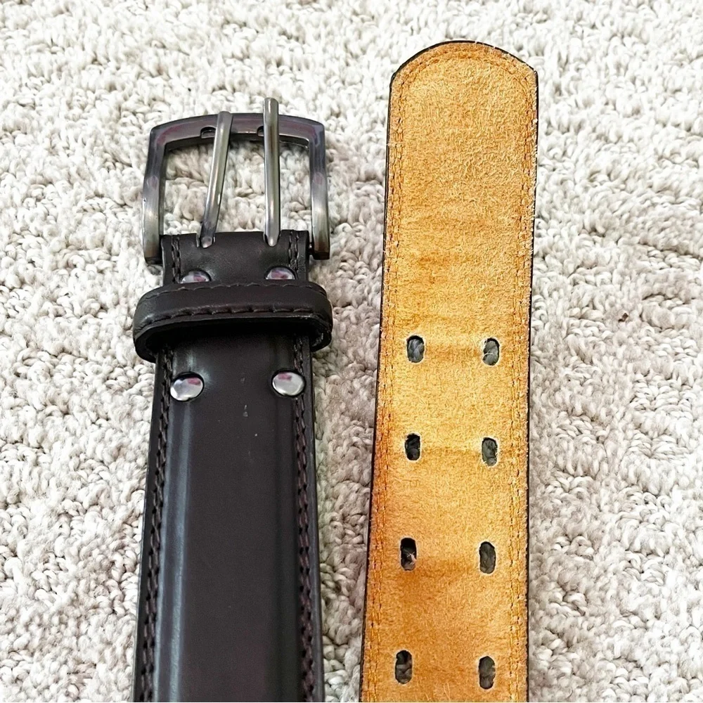 Men's Deep Brown Dress Leather Belt Sz 32 Formal Classic Modern Western Wedding